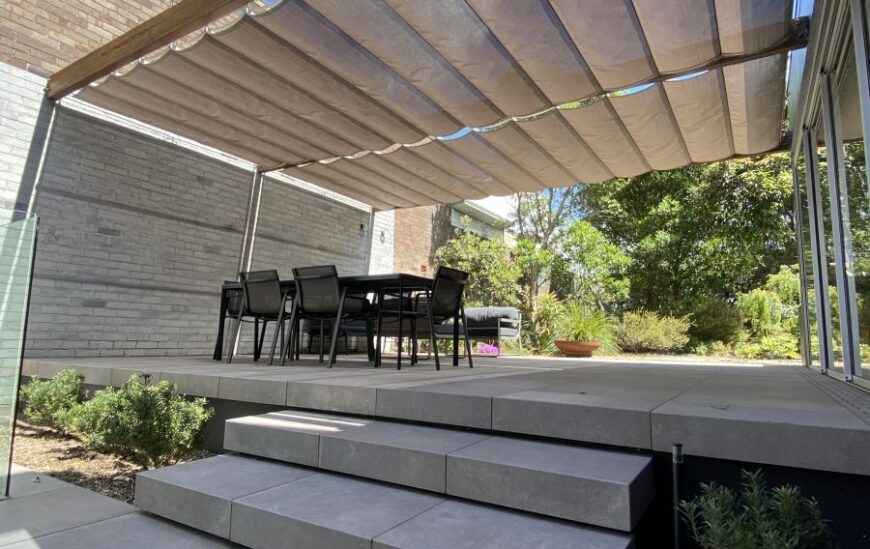 waveshade awning Soltis96 Taupe Newtown